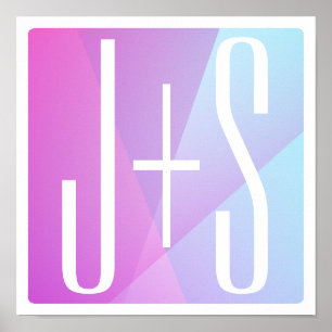 Kühles geometrisches Rosa & Lila Paarkürzel Poster