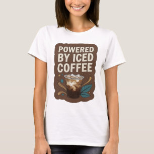Kühles Grau POWERED BY ICED COFFEE Grafikdesign T-Shirt