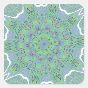 Kühles grünes Blumenmuster Quadratischer Aufkleber