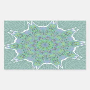 Kühles grünes Blumenmuster Rechteckiger Aufkleber