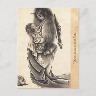 Kühles, klassisches, vintage-japanisches Dämonen-T Postkarte