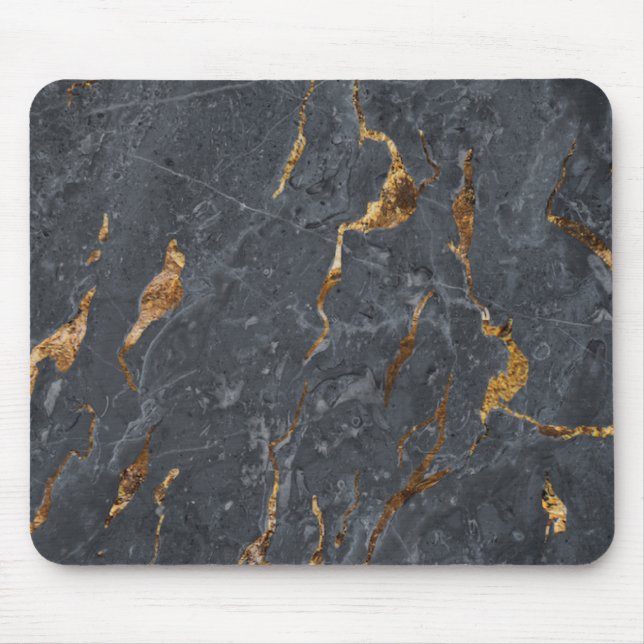 Kühles Marmor Grau Gold Mousepad (Vorne)