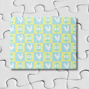 Kühles Ostern-Schachbrettmuster-Hahn-Eier Puzzle