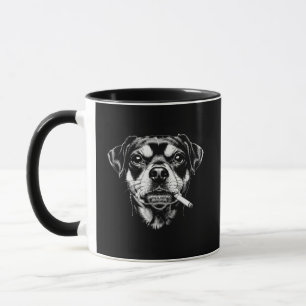 Kühles Raucher-Hund-Porträt Schwarz-Weiß-Tasse Tasse