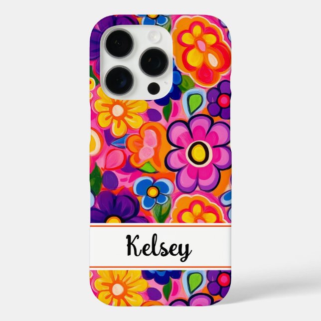 Kühles Retro-Blumenmuster personalisiert Case-Mate iPhone Hülle (Rückseite)