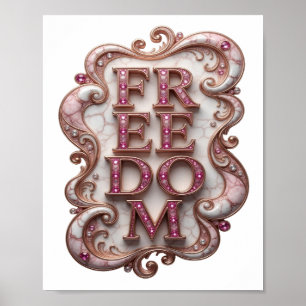 Kühles Rosa FREIHEIT Poster