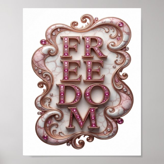 Kühles Rosa FREIHEIT Poster (Vorne)