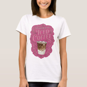 Kühles Rosa POWERED BY ICED COFFEE Künstlerisches T-Shirt