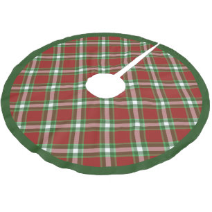 Kühles Rot Grün Weiß Holzfäller Karomuster Polyester Weihnachtsbaumdecke