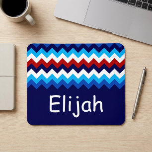 Kühles Rot Weiß Blau Chevron-Monogramm-Mauspad Mousepad