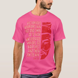 Kühles rotes abgenutztes Sun-Tzu-Porträt mit Zitat T-Shirt