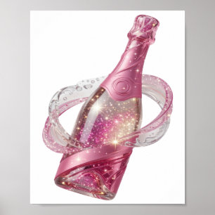 Kühles Silber CHAMPAGNER GLAMOUR Künstlerisches Mo Poster
