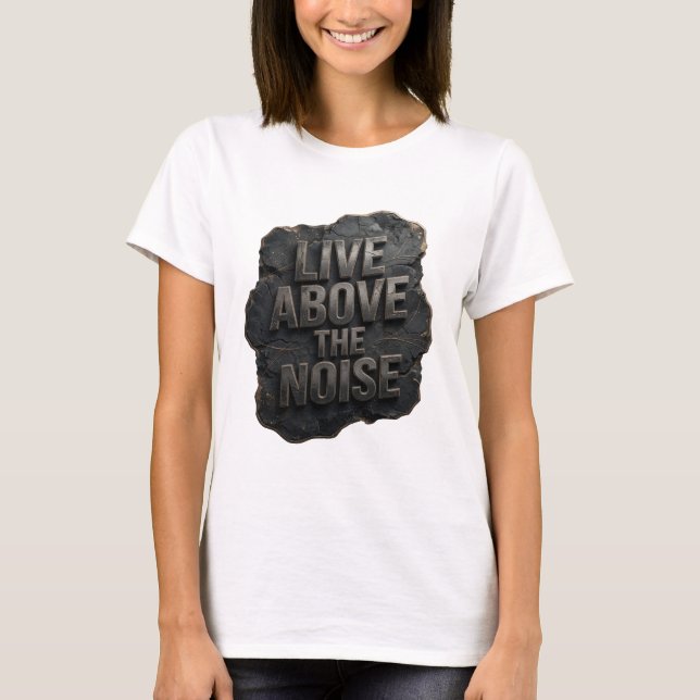 Kühles Silber LIVE ÜBER DEM LÄRM Tragbare Kunst T-Shirt (Vorderseite)
