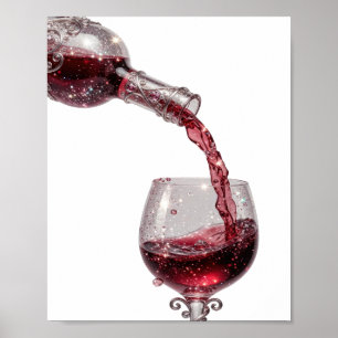 Kühles Silber ROTWEIN Poster