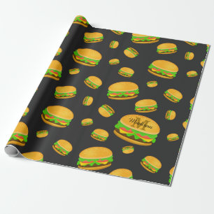 Kühles und lustiges leckeres Burger-Muster Monogra Geschenkpapier