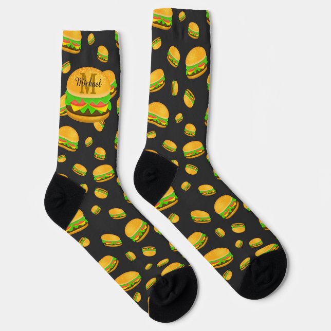 Kühles und lustiges leckeres Burger-Muster-Monogra Socken (Rechts)