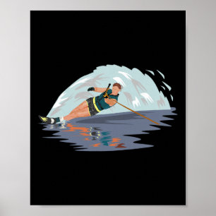 Kühles Wasserskilaufen Wassersport Ozean Abenteuer Poster