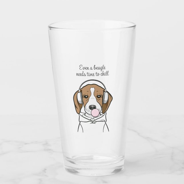 Kühlhund mit Bubblegum Funny Beagle Glas (Vorderseite)