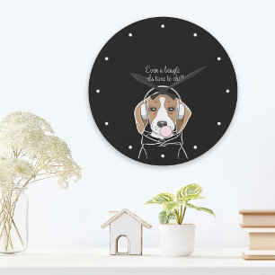 Kühlhund mit Bubblegum Niedlich Funny Beagle Große Wanduhr