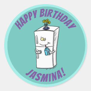 Kühlschrank-Cartoon-Illustration Runder Aufkleber