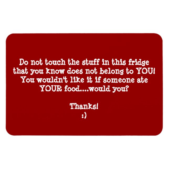 Kühlschrank Food Diief Warning-Customize es. Magnet (Horizontal)
