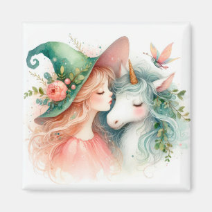 Kühlschrank-Magie-Dekor Hexe Einhorn Aquarell-Kuns Magnet