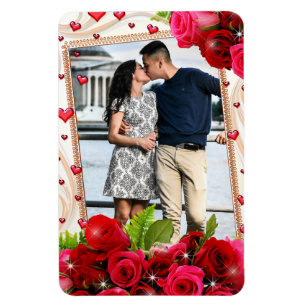 Kühlschrank Magnet Couple Foto Red Hearts Rose