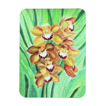 Kühlschrank Magnet - Orange & Gelbe Orchideen