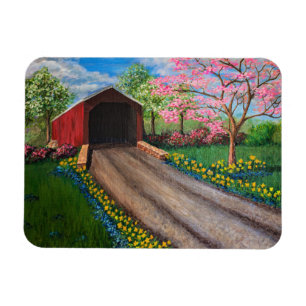 Kühlschrank Magnet - Springtime bei Covered Bridge