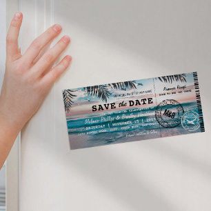 Kühlschrank Save the Date Tropical Beach Palm Tree Magneteinladung