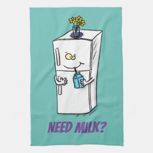 Kühlschrank von Milch Cartoon Geschirrtuch