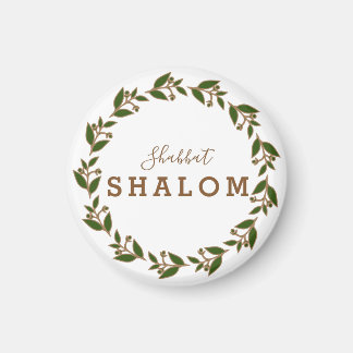 Kühlschrankmagnet Shabbat Shalom Green Brown Kranz Magnet