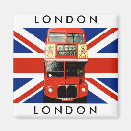 Kühlschrankmagnet w. London Bus und Britische Flag Magnet