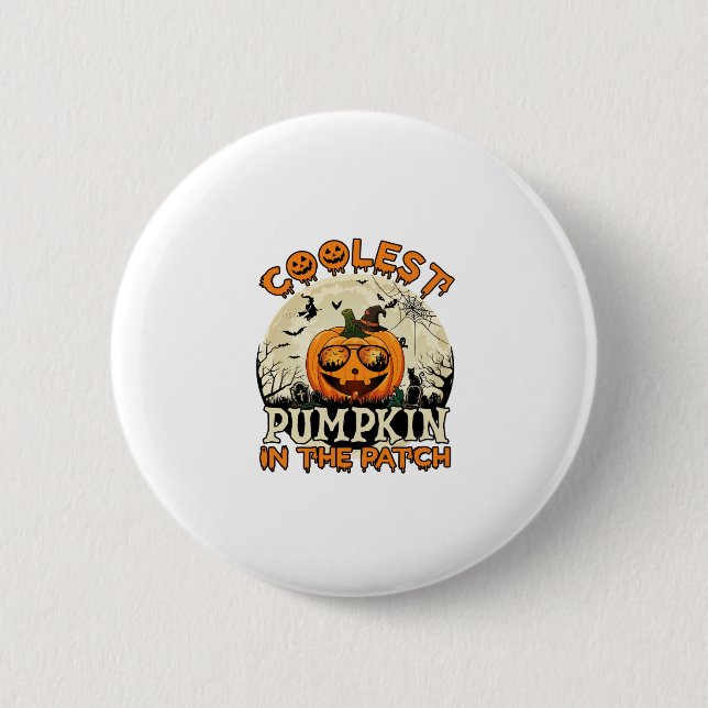 Kühlste Kürbisfeld-Sonnenbrille Hexenhut Halloween Button (Vorderseite)