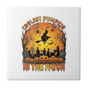 Kühlster Kürbis-Patch-Halloween-Hexen-Spinnen-Frie Fliese