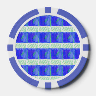 Kühlstes Blau Nautisches Abstract  Pokerchips