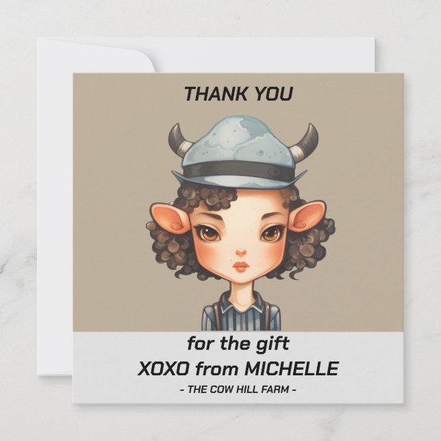 Kuhmädchen Party Dankeskarte (Vorderseite)