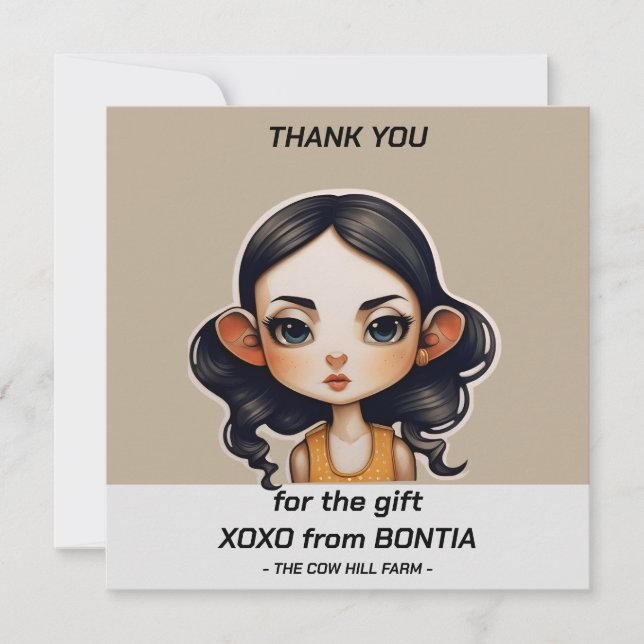 Kuhmädchen Party Dankeskarte (Vorderseite)