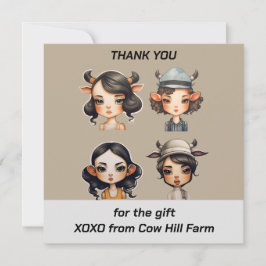 Kuhmädchen Party Dankeskarte