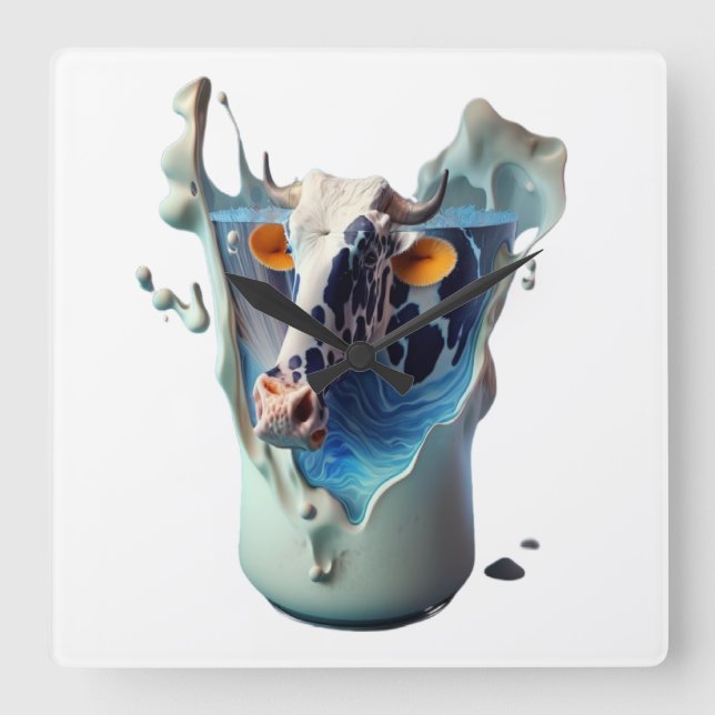 Kuhmilch Quadratische Wanduhr (Vorderseite)