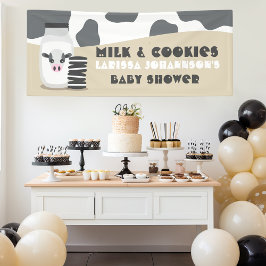 Kuhmilch und Cookies Beige Babydusche Banner