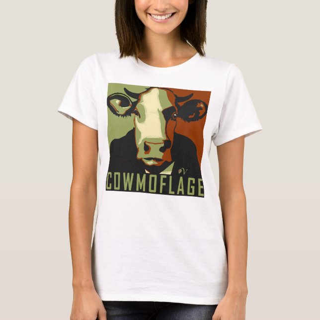 Kuhmoflage Fun Pop Art inspirierter Kuh T-Shirt (Vorderseite)