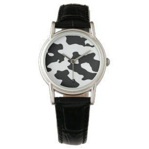 Kuhmuster Schwarz-Weiß Armbanduhr
