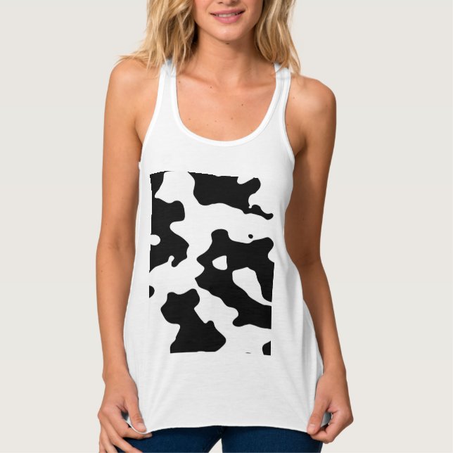 Kuhmuster Schwarz-Weiß Tank Top (Vorderseite)