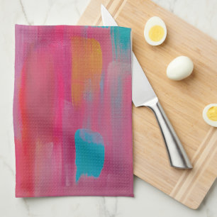 Kühne Abstrakte Kunst in Pinks und Blues Geschirrtuch