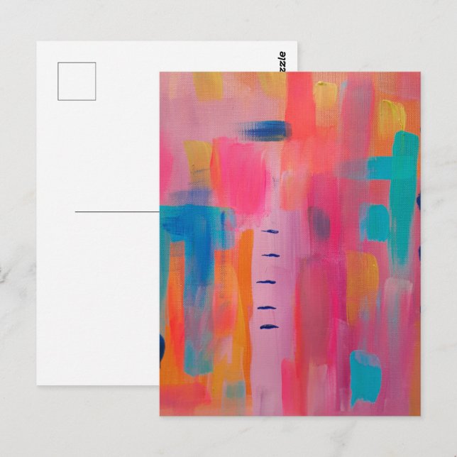 Kühne Abstrakte Kunst in Pinks und Blues Postkarte (Vorne/Hinten)