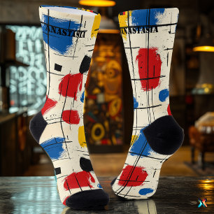 Kühne abstrakte Socken mit geometrischem Pinselstr