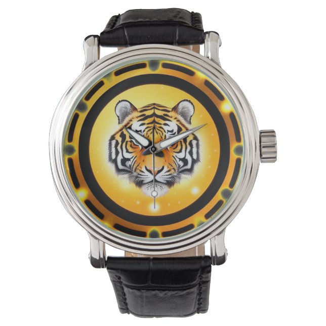 kühne Abstrakte Tiger-Illustration Armbanduhr (Vorderseite)