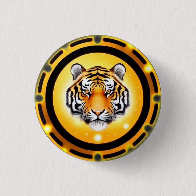 kühne Abstrakte Tiger-Illustration Button (Vorderseite)