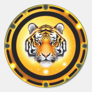 kühne Abstrakte Tiger-Illustration Runder Aufkleber